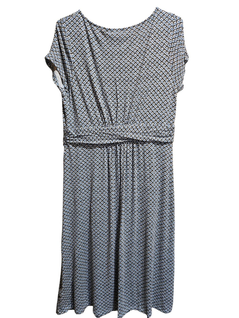 Boden Amelie Blue & Olive Patterned Jersey Knit Dress, 12L - Picture 3 of 8